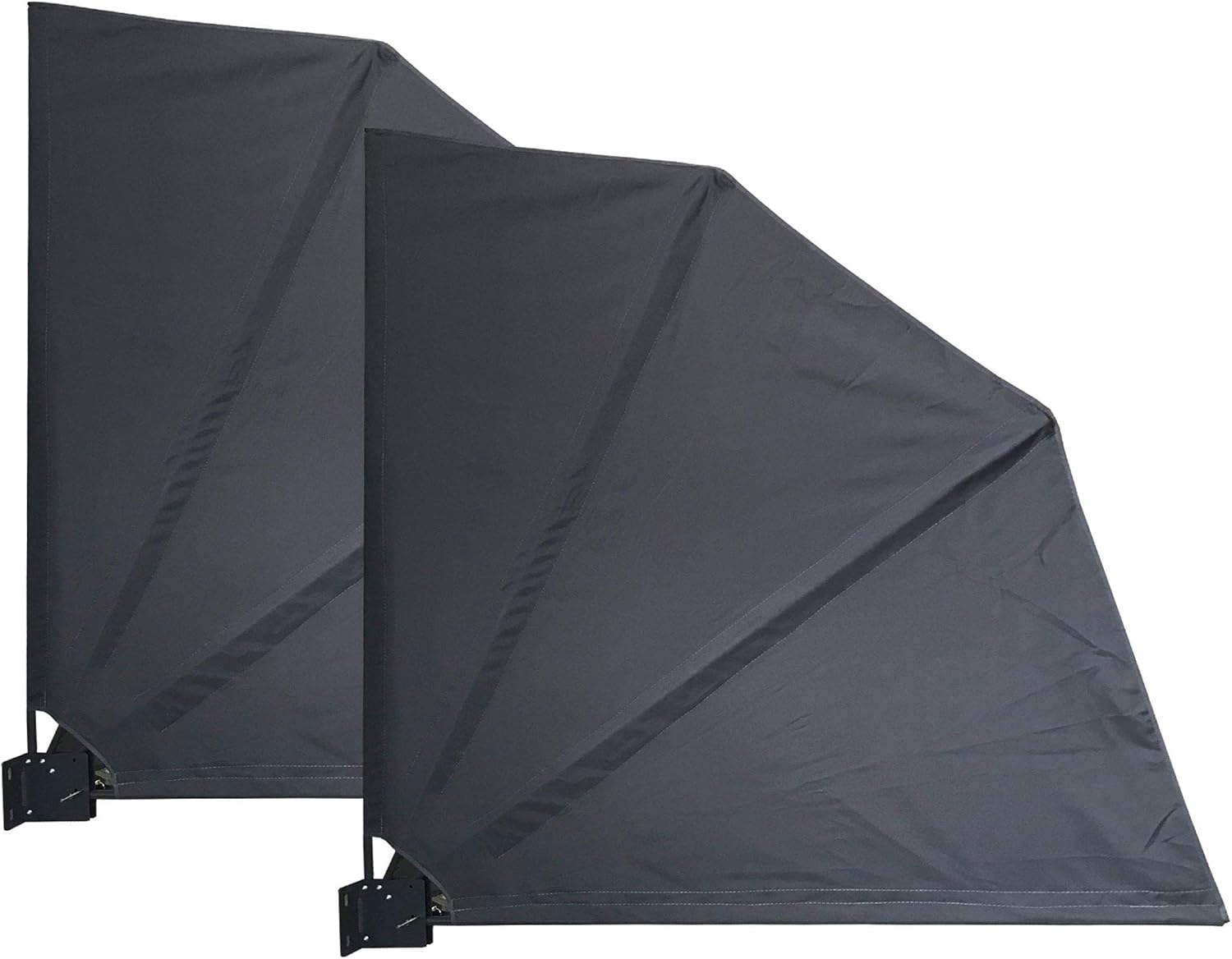 QUICK STAR 2 Stück Sichtschutz Fächer 115 x 115 cm Stoff Balkon Trennwand Windschutz Sonnenschutz Grau