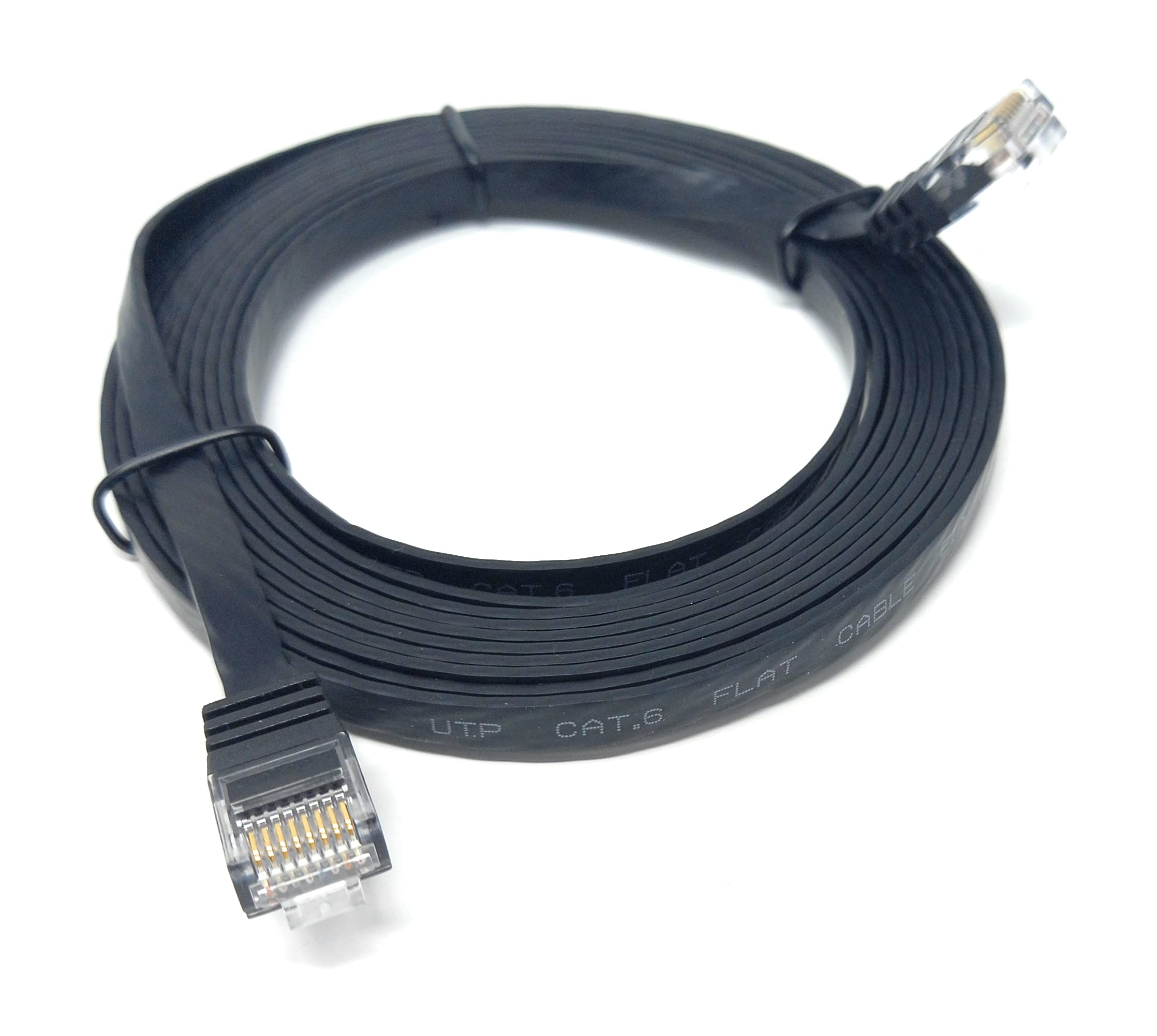 DRUT 3m, FLAT CAT6 RJ45 Ethernet LAN Patch Cable, Low Profile GIGABIT Full Copper 32AWG, Lead Allows Up to 1000Mbps Speed (10ft, Black)