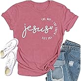 Qskall Christian Shirts for Women Jesus Shirt Inspirational Short Sleeve