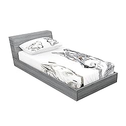 Ambesonne Sketchy Fitted Sheet & Pillow Sham Set, 2