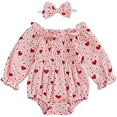 TUSFTAY Infant Cute Baby Girl Outfit Long Sleeve Rompers Top Ruched Bodysuit Newborn Baby Girl Clothes 3 6 12 18 Months