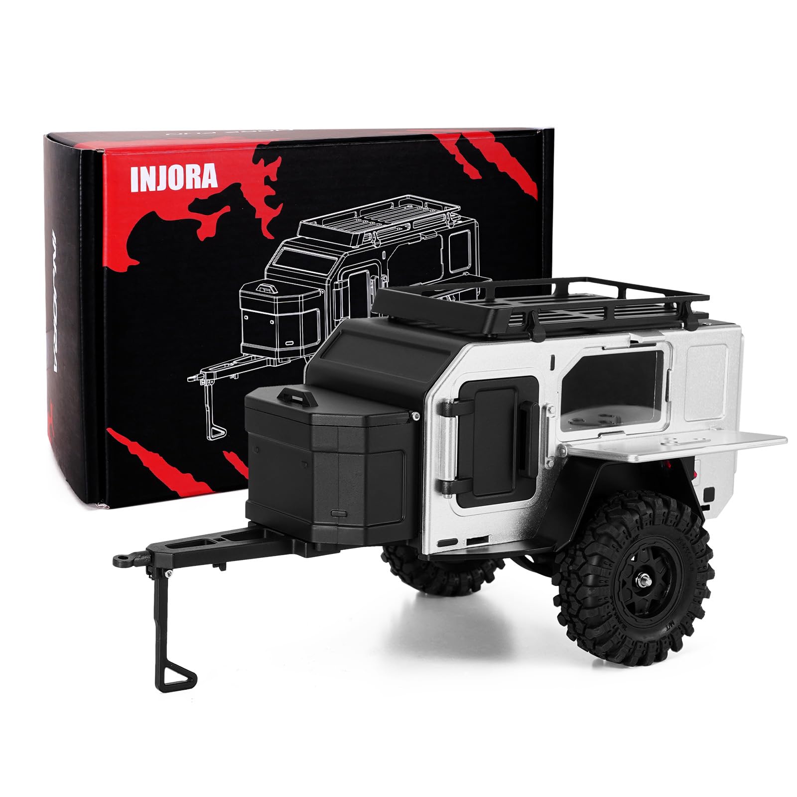 INJORA Off-Road Camping Trailer for TRX4M SCX24 1/18 1/24 RC Crawlers