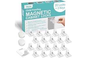 SKYLA HOMES Magnetic Cabinet Locks Baby Proofing Child Safety - The Safest Quickest and Easiest Multi-Purpose 3M Adhesive Child Proof Latches, No Screws or Tools Needed (20 Pack)