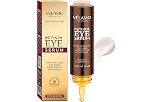 VELAMO ADVANCED Retinol Eye Serum Anti Aging: Under Eye Cream Visibly Reduces Wrinkles Fine Lines in 4-8 Weeks - Tightening Firming with Caffeine Hyaluronic Acid Peptides 15mL
