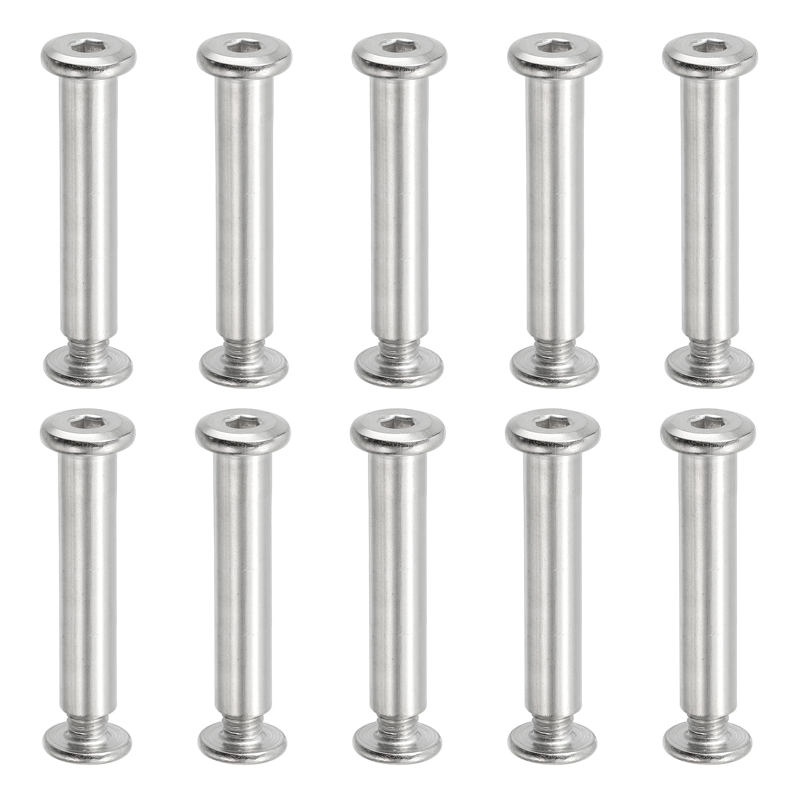PATIKIL Hex Chicago Screws, 20 Set Binding Screw Posts M6 x 40 mm Connecting Hex Drive Socket Cap Bolt Nuts for Scrapbook Leather Belt Album Photo Furniture Repair, Silver