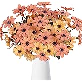 GYWJJ Artificial Fall Flowers Bouquet 4 Pcs Silk Autumn Flowers Faux Fall Flower Arrangements Fake Daisy for Farmhouse Home Kitchen Table Centerpieces Wedding Grave Cemetery Decor (12.89")