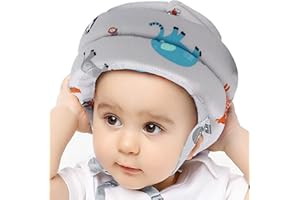IULONEE Baby Infant Toddler Helmet No Bump Safety Head Cushion Bumper Bonnet Adjustable Protective Cap Child Safety Headguard Hat for Running Walking Crawling Safety Helmet for Kid (Grey Zoo)