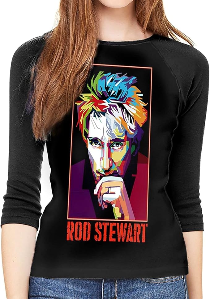Rod Stewart T Shirts Women Raglan Sleeve T Shirt for Women 3/4 Long Sleeve T Shirt Casual Top