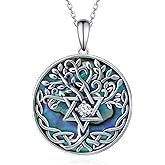 Daixiya Star of David Necklace 925 Sterling Silver Tree of Life Pendant Necklace Jewish Jewelry Gifts for Women