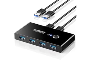 UGREEN USB 3.0 Switch, 2 Computers Sharing 4 Ports USB Peripheral Switcher Adapter Box Selector for PC, Printer, Scanner, Mou