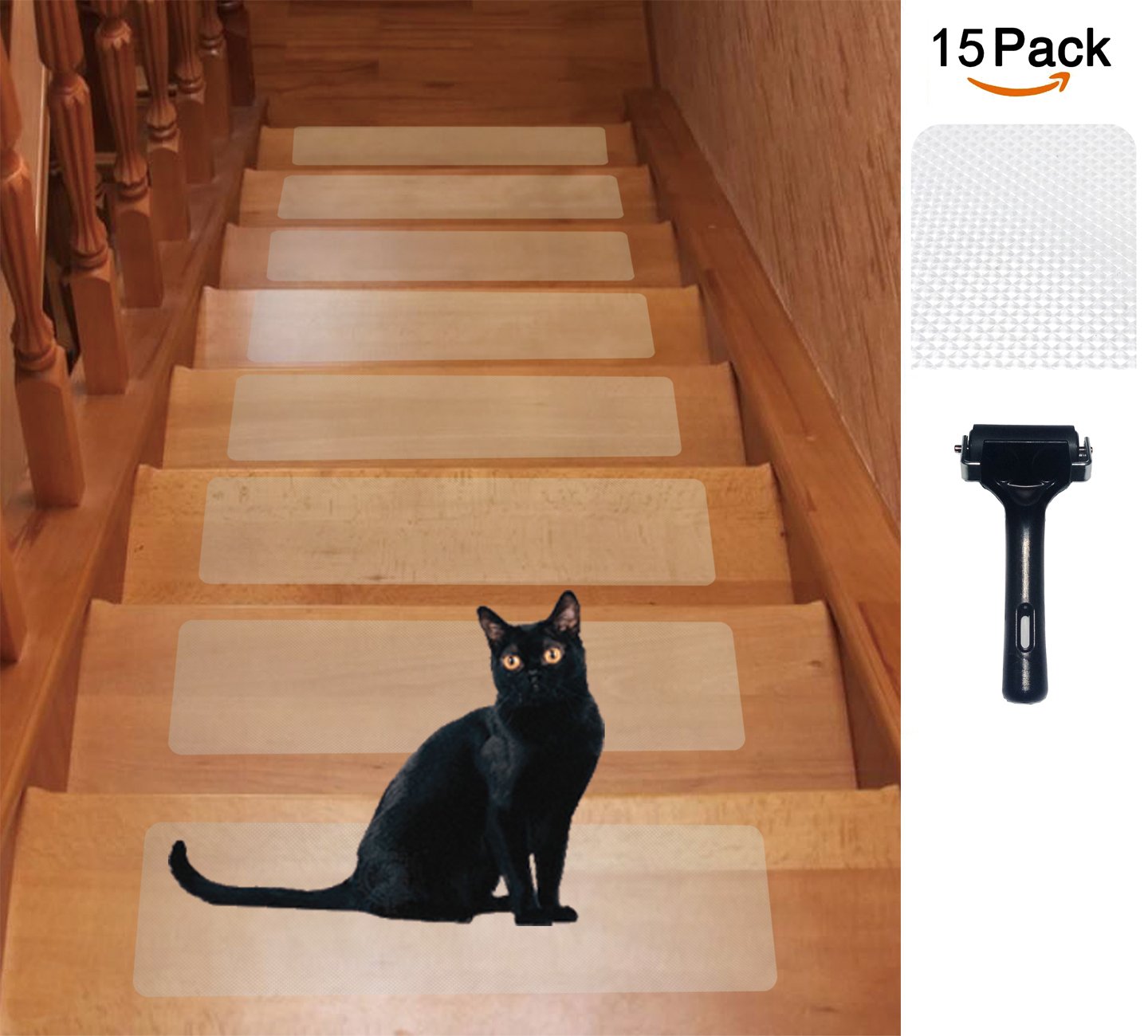 15Pack(6"x 24"), Rubber Clear Adhesive Stair Treads, NonSlip Translucent eBay
