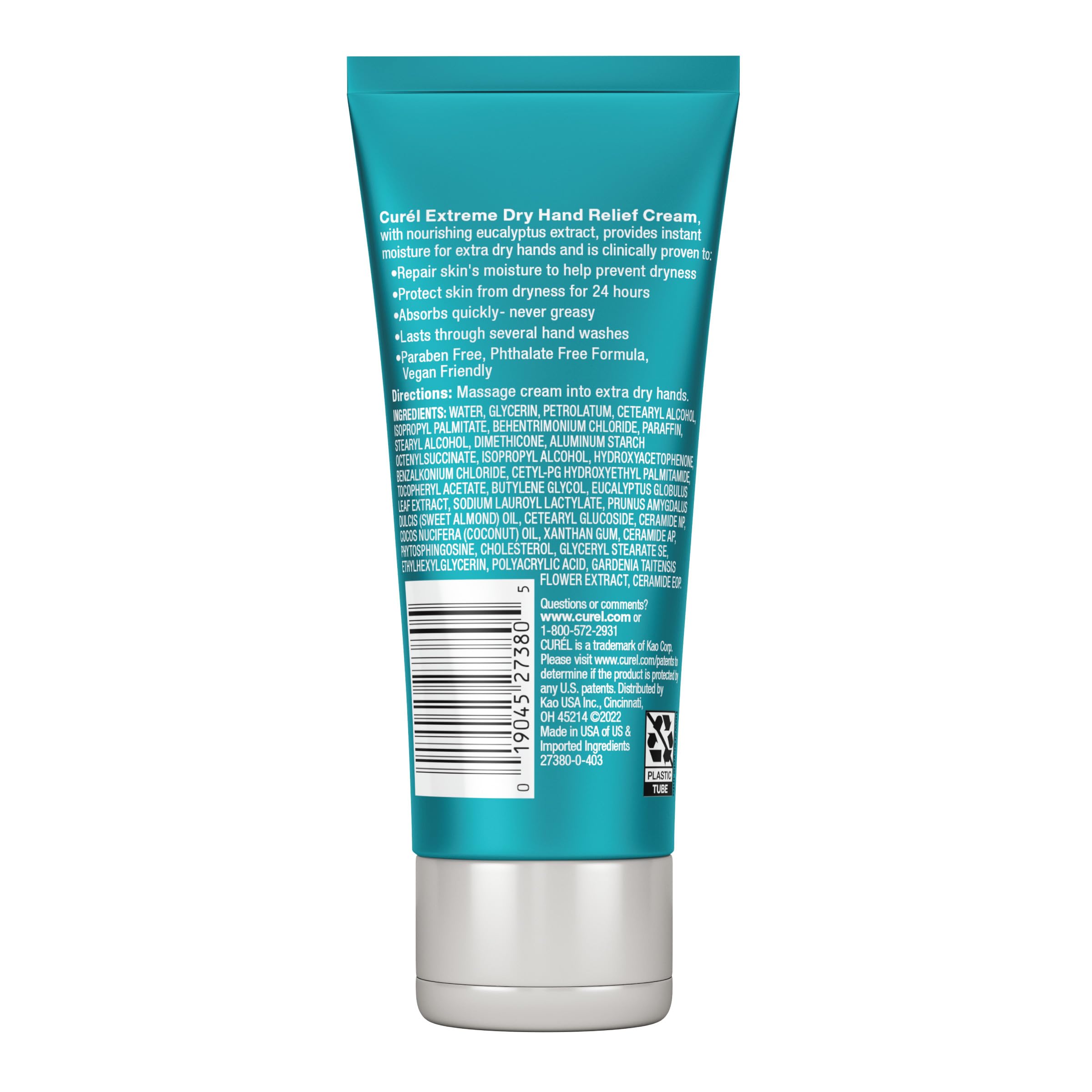 Curel Extreme Dry Hand Relief, Dermatologist Recommended, Long-Lasting Cream For Dry Hands, Paraben Free, Fragrance-Free Hand Lotion, 3 Oz