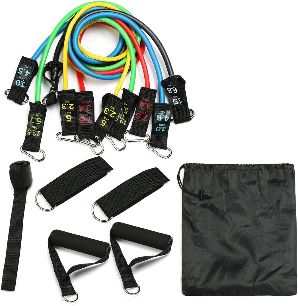 AYES Exercise and Resistance Bands Set,Stackable up to 100-125lbs Workout Tubes for Indoor and Outdoor Sports, Fitness, Suspension, Speed Strength, Baseball Softball Training, Home Gym, Yoga