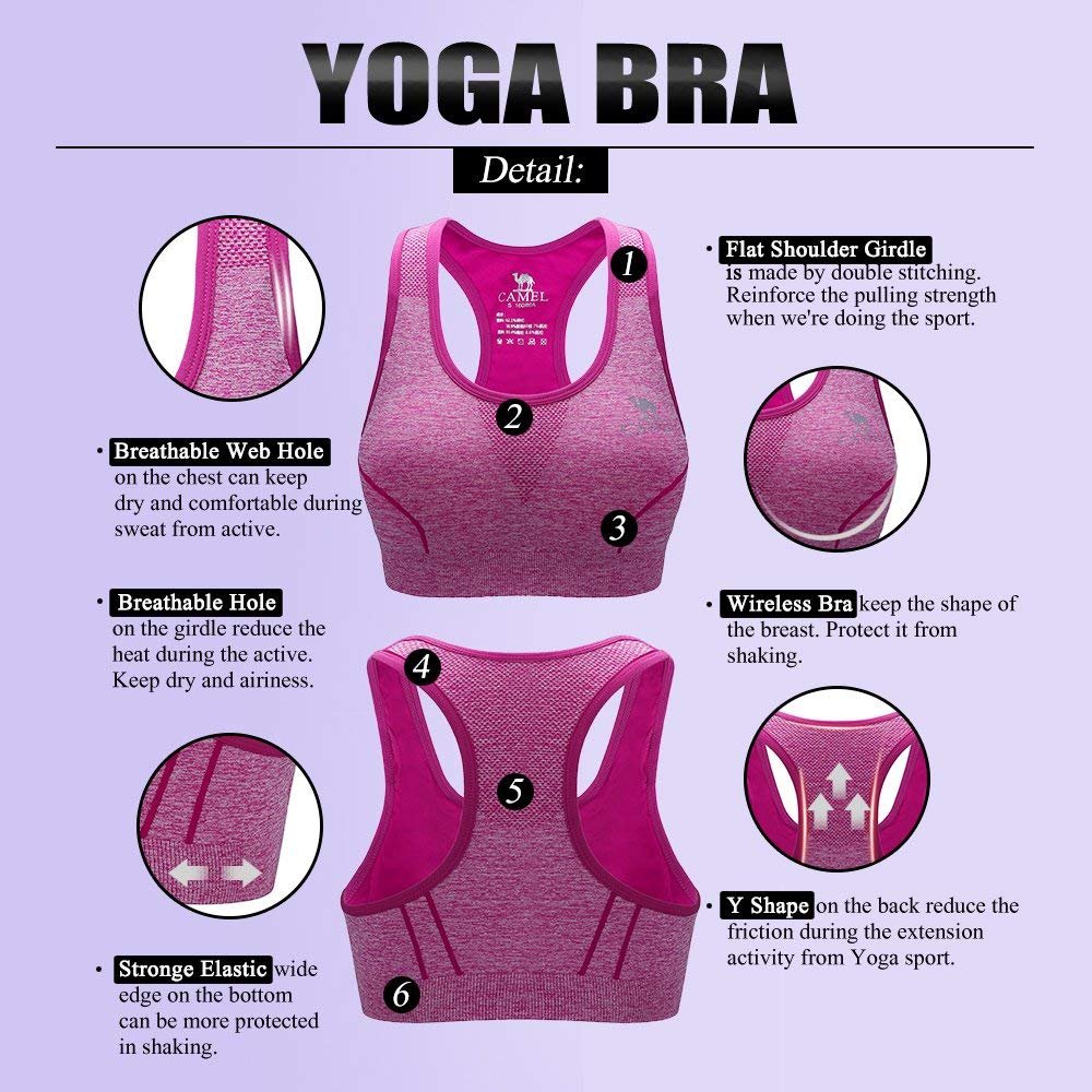 CAMEL Frauen Mode Sport Bras Nahtlose Workout Racerback BH Yoga Kompression Tops Fitness Activewear für Gym