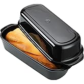 Navaris Bread Pan with Lid - Ceramic Bakeware Tin for Baking Homemade Sourdough Loaves - Stoneware Loaf Pans or Cake Dishes f
