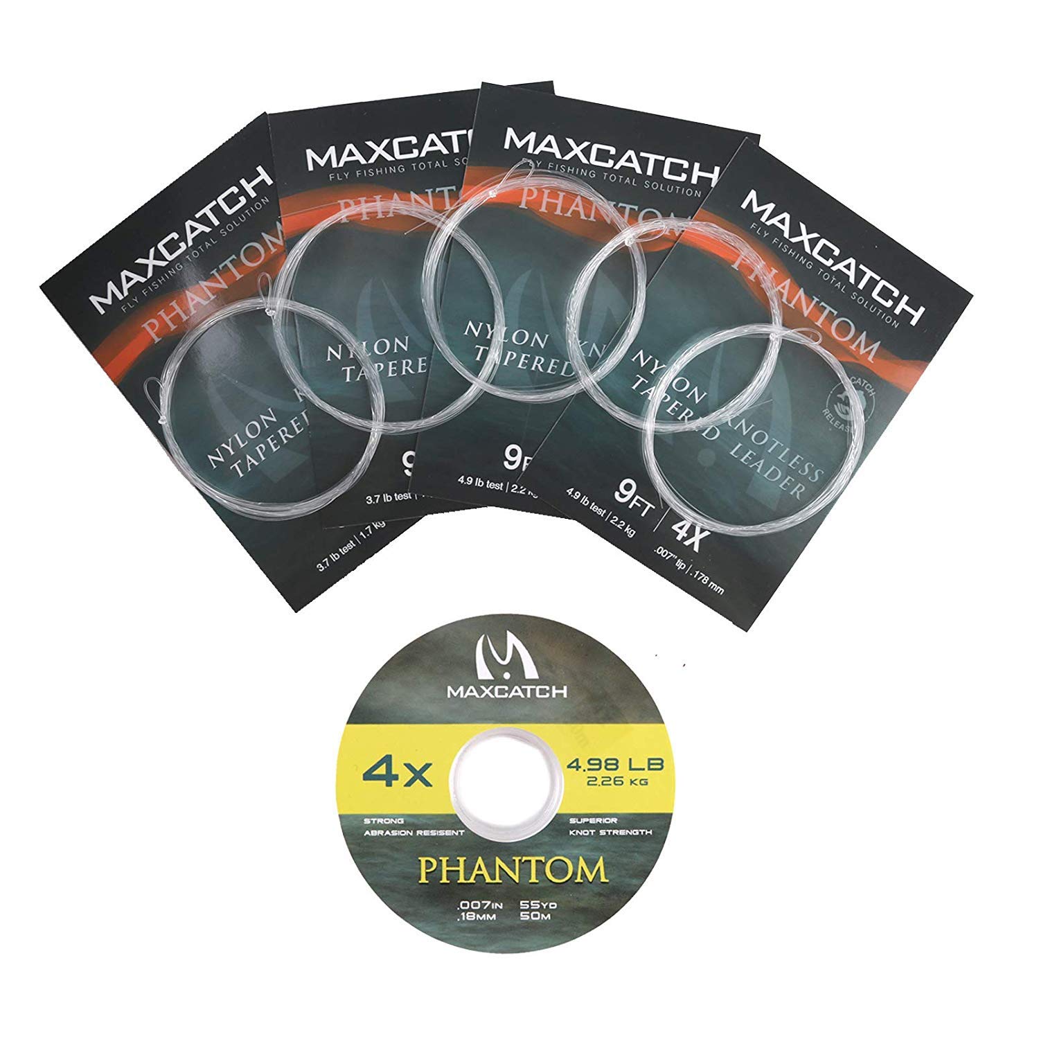 MAXIMUMCATCH Maxcatch Fly Fishing Tapered Leader with Loop and Tippet Combo 9ft (0X-7X) (1X Leader (5pcs)+1X Tippet(1pcs))
