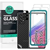 Ibywind Screen Protector For SamSung Galaxy A53 5G 6.5"(Not for Galaxy A51/A52/A54),with 2Pcs Tempered Glass,1Pc Camera Lens Protector,1Pc Backing Carbon Fiber Film [Easy to install]