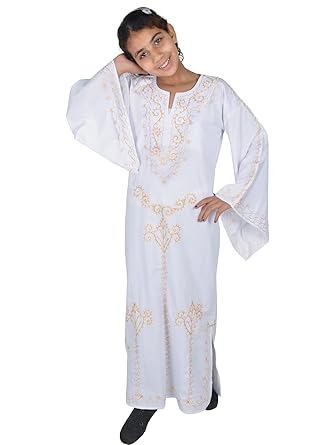 Egypt Bazar Kinder Kaftan Weiss-Gold in 70er Look