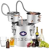 Suteck Alcohol Still 13.2Gal 50L Stainless Steel Alcohol Distiller Copper Tube Spirit Boiler W/Thumper Keg and Build-in Therm