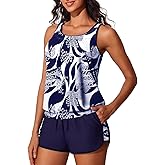 Summer Mae Blouson Women's Tankini Swimsuits Tummy Control Modest 2026 Two Piece with Sporty Pockets Bathing Suits