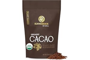 SUNWARRIOR Pure Cacao Powder Organic Unsweetened & Raw | Premium USDA Organic Cacao Powder for Baking Smoothies and Hot Chocolate | Non-Alkalized No Added Sugar Non-GMO Gluten Free Vegan & Kosher (225g)