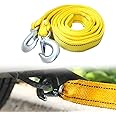 Kutyun Tow Strap with Hooks, Tow Ropes Metal Safety Hooks, Heavy Duty Recovery Rope for Vehicle Emergency Recovery, Best Towing Accessory Universal for All Cars (13'x1.8 Max 10,000lbs Break Strength)