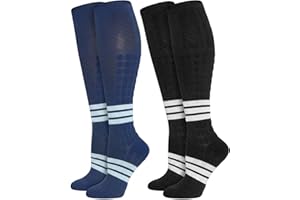 WoveeEss 2 Pairs Compression Socks for Women Men 15-20mmHg Circulation Support Knee High Stockings for Athletic Travel Daily 
