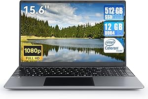Maypug Laptop Computer 15.6''1080P IPS Full HD Laptop,12GB DDR4 512GB SSD Quad-Core Intel Celeron N5095 Processors USB 3.0,Up to 2.9Ghz,Bluetooth 4.2,2.4G/5G WiFi.