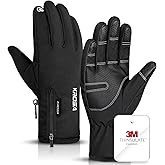 krosa 5-Layer Winter Gloves for Men & Women Made with 3M Thinsulate, -10℉ Waterproof Work Gloves for Cold Weather, Snow Ski Gloves with 10 Touchscreen Fingers