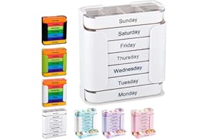7-Day Weekly Medication Organizer - Stay on Track Medication Organizer with 7 Stackable Compartments, Four Times-a-Day (Morni