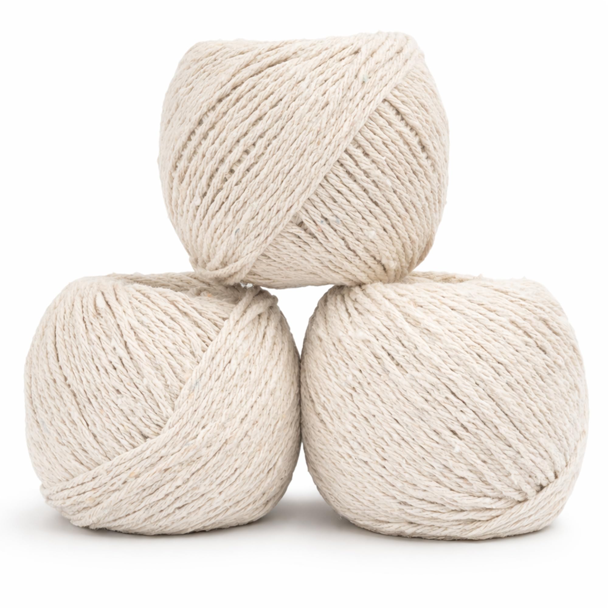 Cotton String Ball, 3 Pack - 100% Cotton Roll Without Added Plastics, Wrapping, Arts and Crafts, Meat Tying, Baking, Garden, Handicrafts, Butcher Twine DIY 3X60M Approx Off-White
