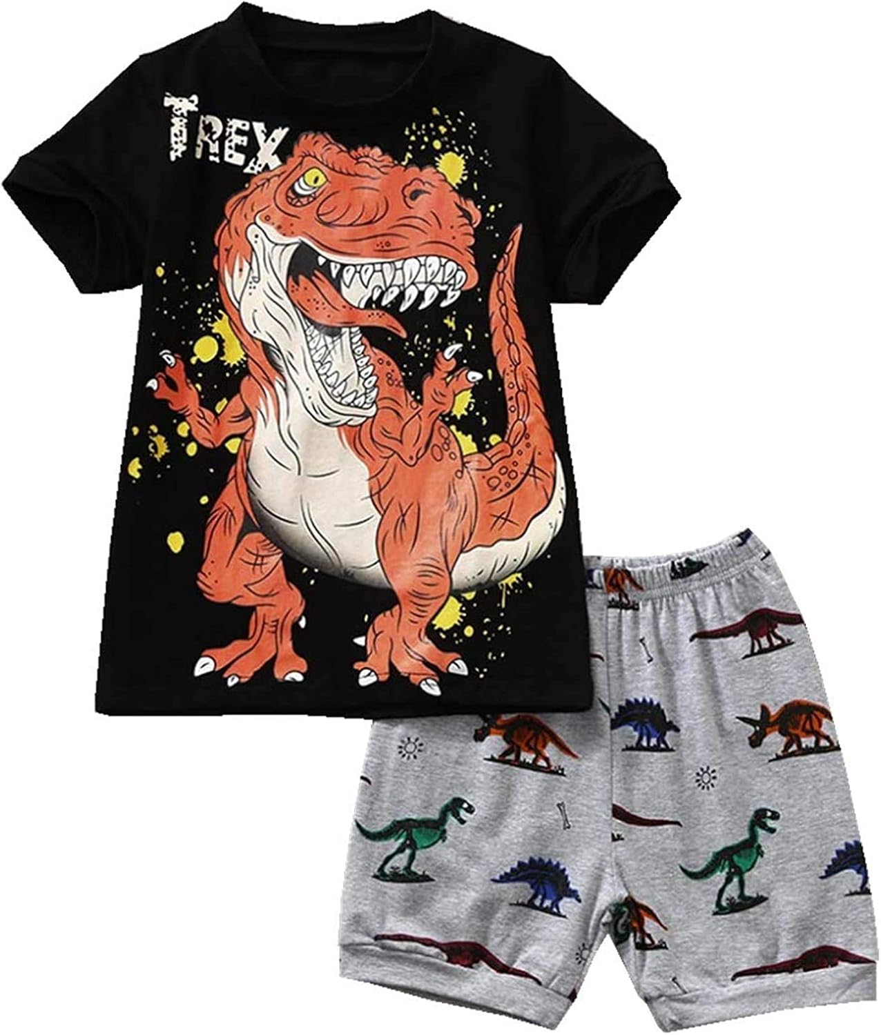 Toddler Baby Boys Dinosaur Shirt Kids Boy Cotton Cartoon Top Tee+Shorts