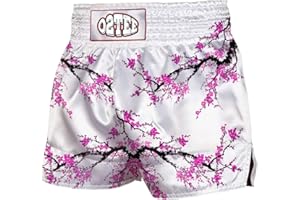 O2TEE Unisex Sakura Muay Thai Shorts for Women Men Gym Boxing Kickboxing