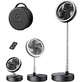 Gaiatop Portable Pedestal Fan 16000mAh Battery [Max 74h Runtime], Foldable Oscillating Standing Fan, Collapsible Desk Fans, L