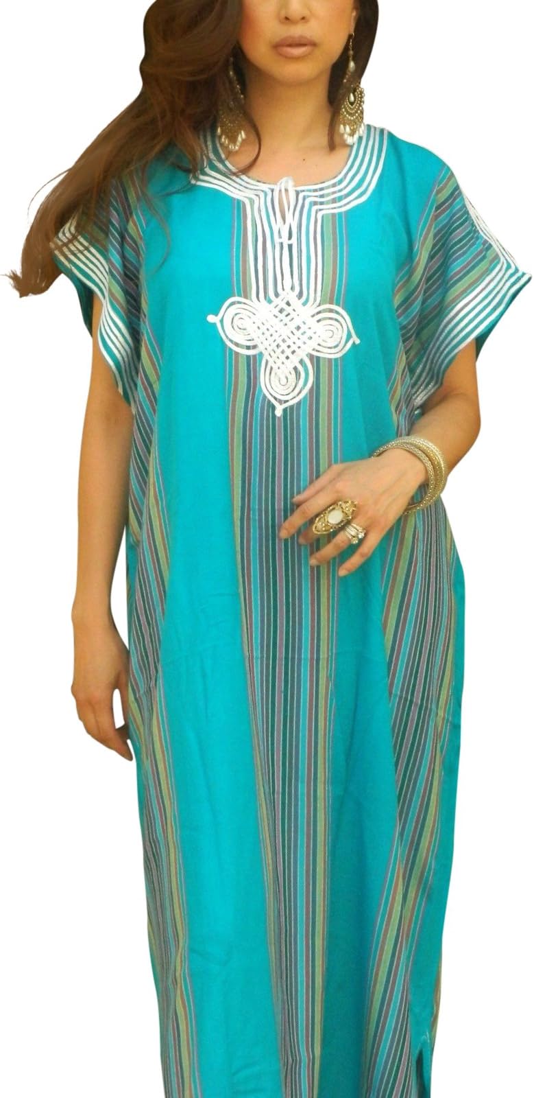 Turquoise Maxi Dress Beach Kaftan Cover Up