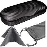 MyEyeglassCase Men's Medium Glasses Case - Classic Eyeglasses Hard Shell Holder, Elegant Easy Open Lip with Pouch and Cloth