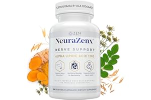 Zen Nutrients NeuraZenX Nerve Support & Peripheral Neuropathy Support Supplement with 1200mg Alpha Lipoic Acid (ALA), Benfotiamine, L-Carnitine, and Turmeric