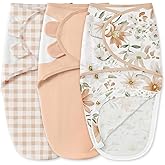 Unnivoll Baby Swaddles for Newborns with Zipper, 100% Cotton Newborn Swaddle Sack, 3 Pack Baby Swaddles 0-3 Months Swaddle Sleep Sack for Newborn Baby Boy Girl Orange Flower