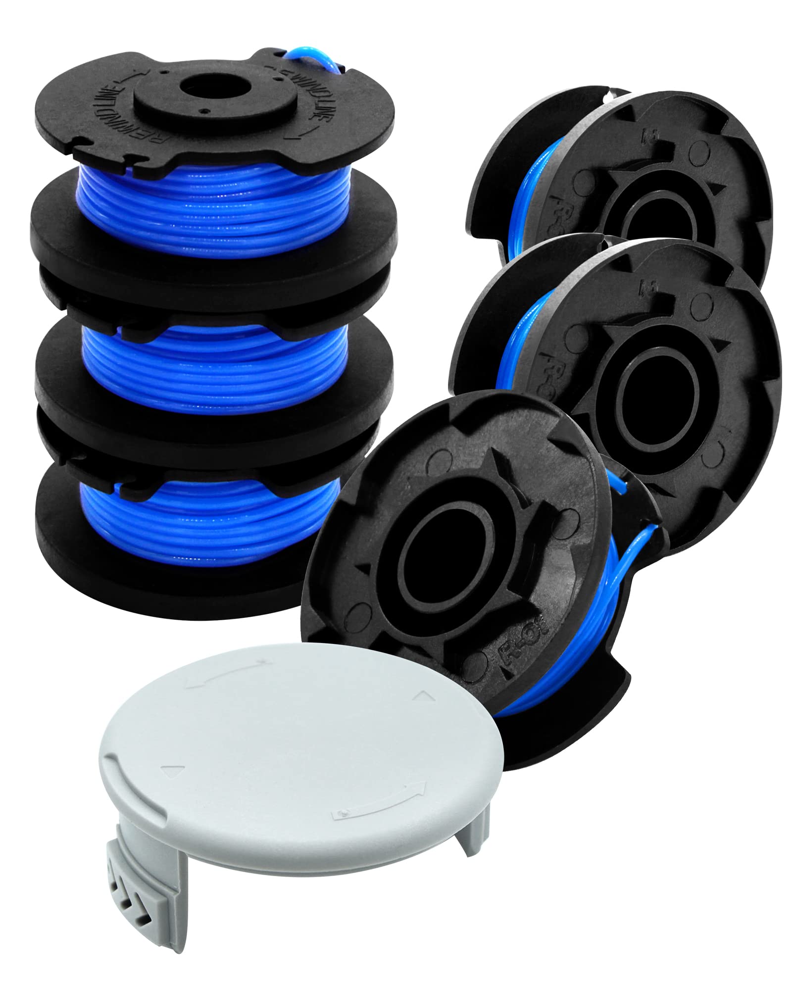Uchidodo Strimmer Spool for Ryobi One+, 6 Pieces Strimmer Line, Length 3,35m, Diameter 0.065 in with Spool Cover and Spring