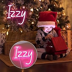 attneon Izzy Name Neon Sign for Wall Decor,LED Name