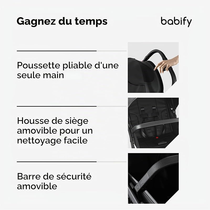Urban Ease Poussette - Naissance à 4 Ans (22 kg), Pliage à Une Main, Inclinaison & Repose-Pieds Réglables, Doublure Amovible, Panier Intégré, Capote à Fenêtre, Compacte, Noir