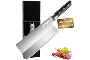 Vegetable&Unfrozen Meat Cleaver, 7" Chinese Chef Knife - German High Carbon Steel for Chopping/Slicing with Ergonomic Pakkawo