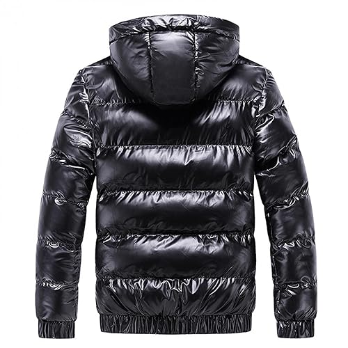 HGOOGY Mens Shiny Down Coat Removable Hood Winter Thicken Warmth