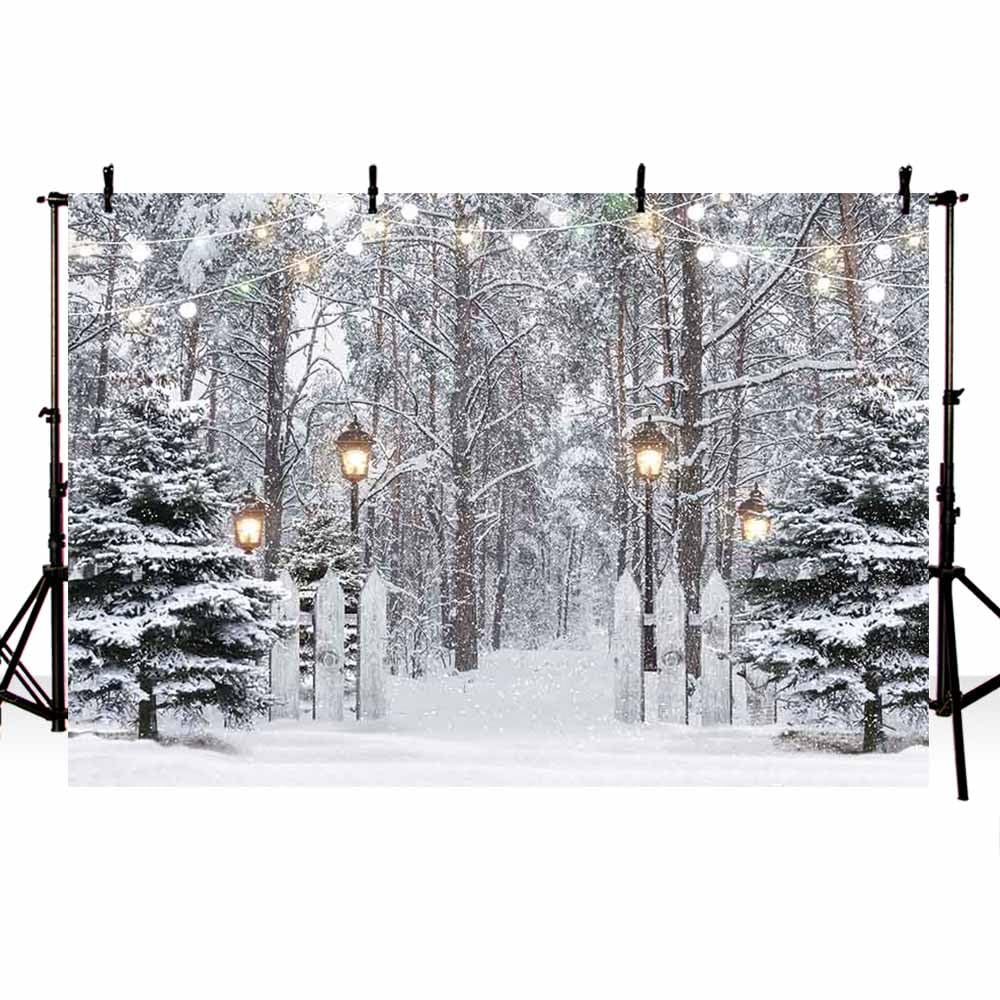 AIBIIN 8x6ft Winter Snowy Forest Photography Background Snowfield Pine Tree Backdrop Christmas Kids Holiday Party Portrait Decoration Banner Studio Prop Supplies