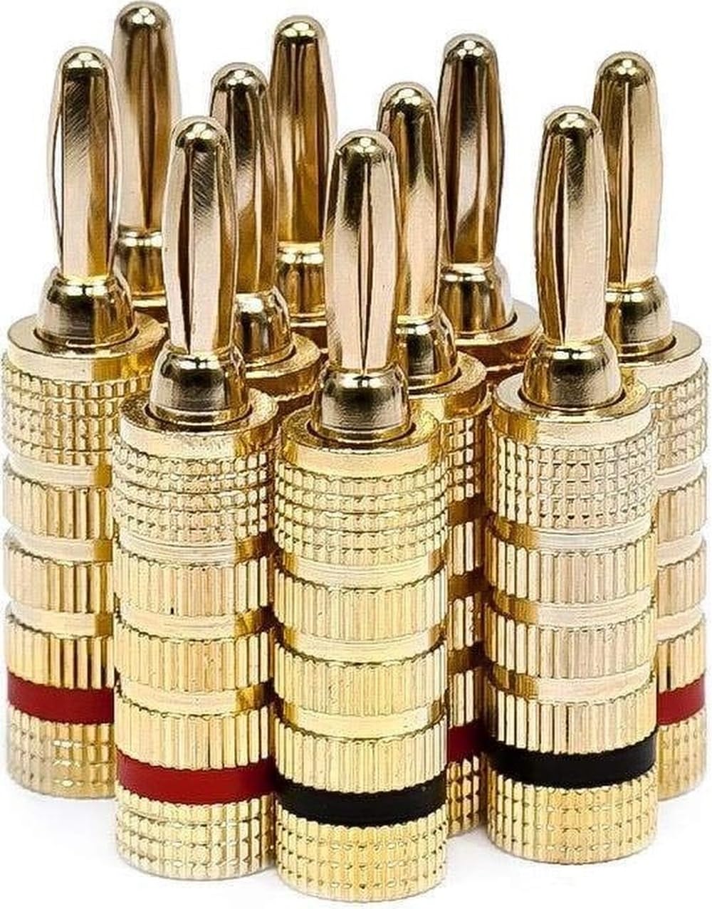Conectores tipo banana para altavoz chapados en oro Monoprice - 5 pares - Tipo de tornillo cerrado, para cable de altavoz, cine en casa, placas de pared y más