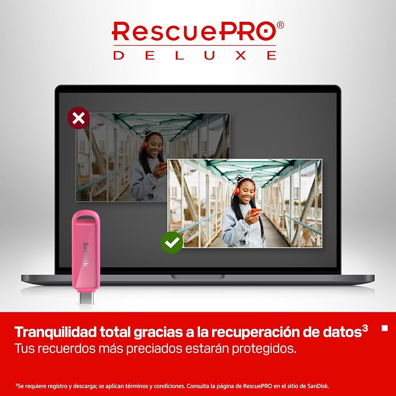 Unidade de telemóvel com USB Tipo-C de 1 TB (para smartphones, tablets e computadores, velocidades de 150 MB/s, fazer backups automáticos, recuperação de dados) - Starfish Pink