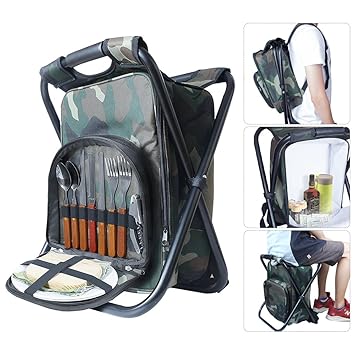 Silla plegable, wantfield silla Mochila con bolsa nevera para ...
