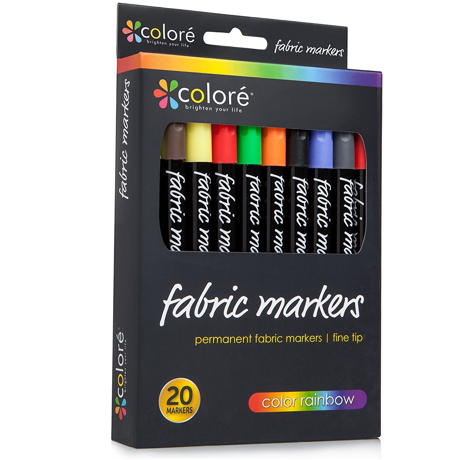 Colore Premium Fabric Markers 20 Rich Pigment Fine Permanent Graffiti
