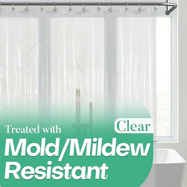 Mrs Awesome Clear Shower Curtain Liner with 3 Magnets, 72x72 Premium Flexible Sturdy Plastic Shower Curtain for Bathroom Ligh