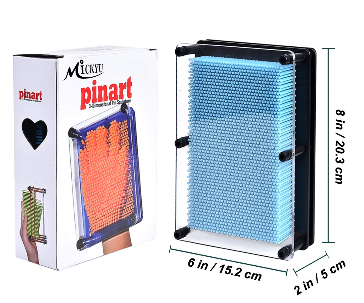 MICKYU Classic Pin Art Board Game 3D Large Size Desk Toy Sculpture for Children Adults 6 x 8 inches,Blue